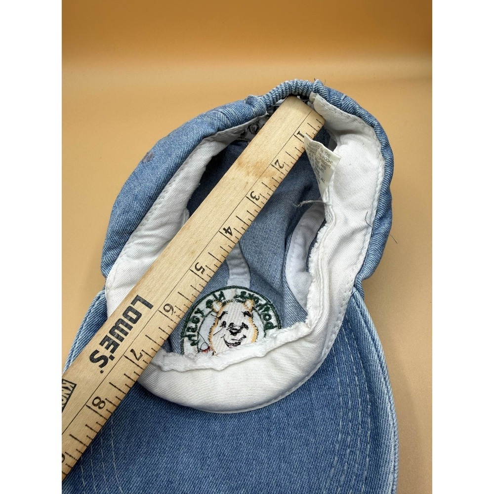 Vintage 90s‎ Y2K Disney Winnie the Pooh Denim Hat Kids Youth Ball Cap Blue Denim